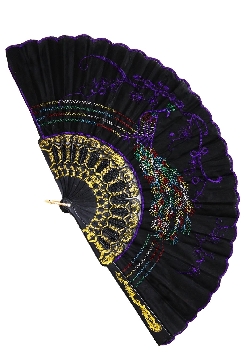 VENTAGLIO RICAMATO NERO-VIOLA